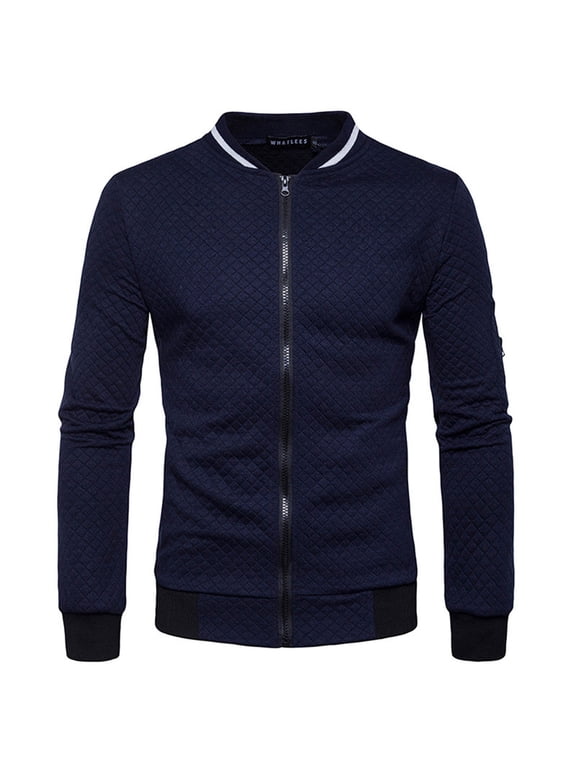 Men's Lightweight Golf Baseball Jackets Casual Track Jackets for Men Waffle Bomber Jacket Windbreaker Varsity Coat with Zipper Sizes S-2XL Navy