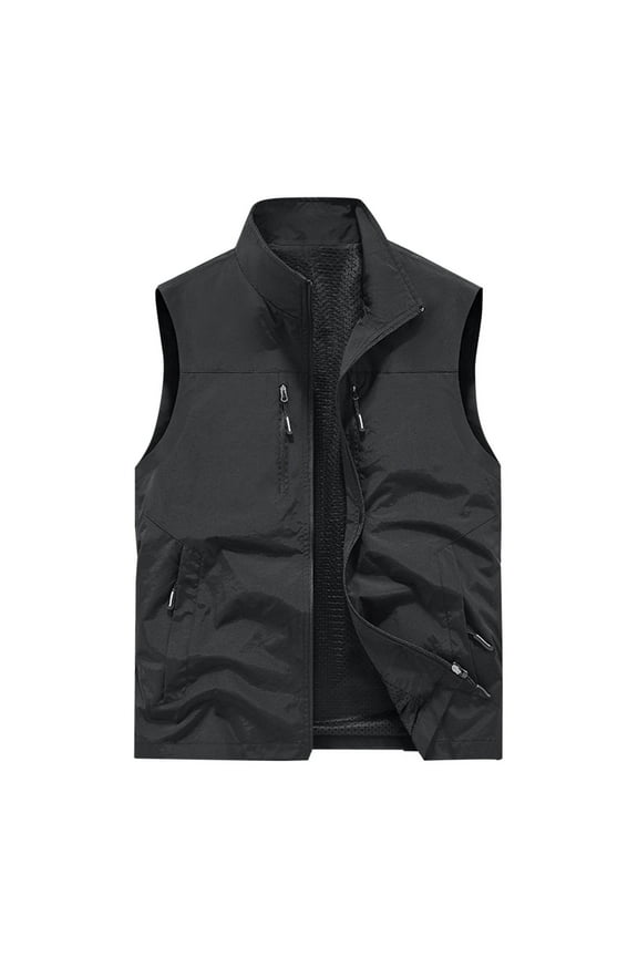 Men's Lightweight Golf Vest Outerwear Standing Collar Full Zip Sleeveless Jacket for Hiking Running