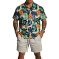 thumbnail image 1 of Men's Lightweight Hawaiian Shirt and Shorts Set Tropical Pattern Short Sleeve Button Down Beach Vacation Outfit Mint Green XL, 1 of 5