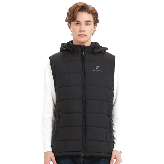 Men's Lightweight Heated Vest With Smart Electric Rechargeable Jacket with Detachable Hood (Battery Included)