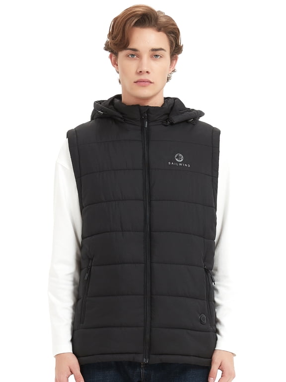 Men's Lightweight Heated Vest With Smart Electric Rechargeable Jacket with Detachable Hood (Battery Included)