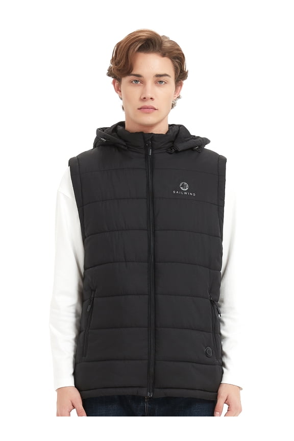 Men's Lightweight Heated Vest With Smart Electric Rechargeable Jacket with Detachable Hood (Battery Included)
