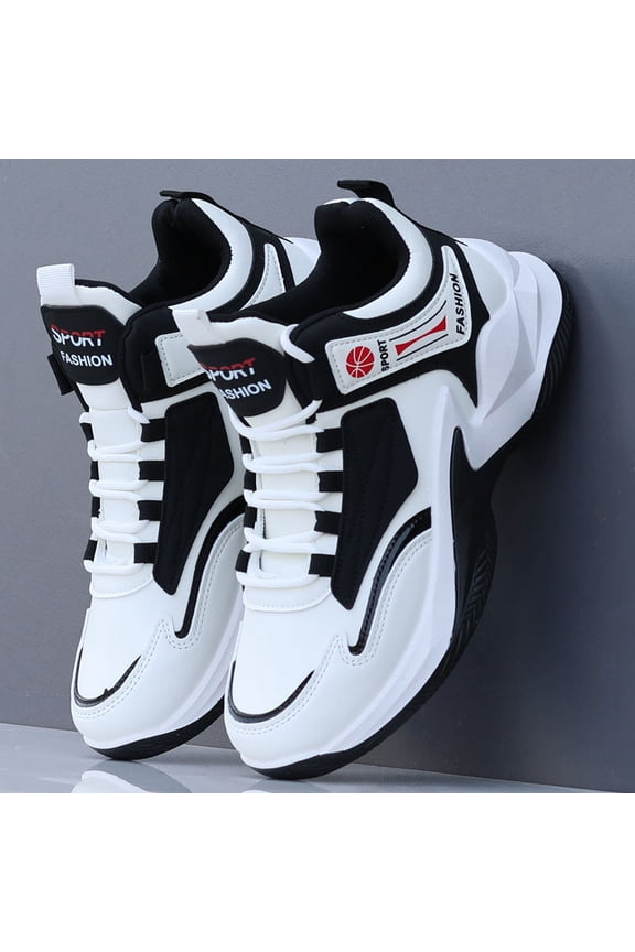Men's Lightweight High-Top Sports Shoes with Non-Slip Rubber Sole, Breathable Mid-Calf Suitable for Gym, Hiking, Running, -Season Lace-Up Fitness Sneakers - Durable -Terrain Casual Wear