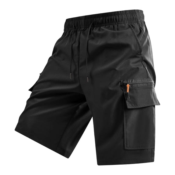 Men's Lightweight Hiking Cargo Shorts Quick Dry Athletic Shorts Camping Travel Golf Zipper Pockets Big and Tall Size S-3XL Black