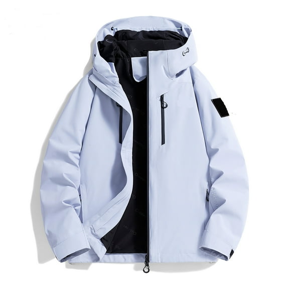 Men's Lightweight Hiking Jackets with Hood Pockets Full Zip Windproof Hoodie Sports Outdoors Coat Windbreaker (XL, Light blue)
