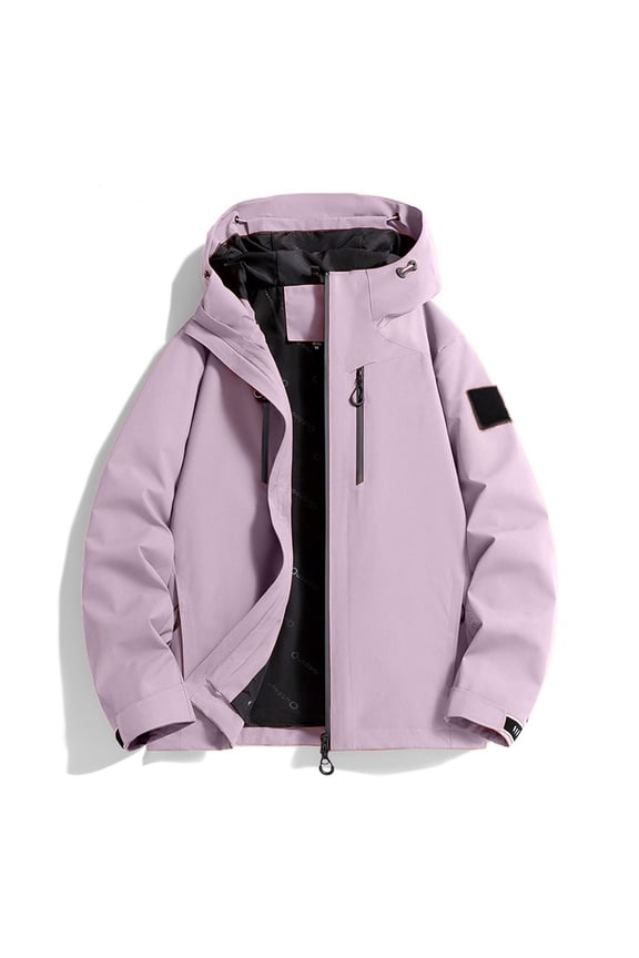 Men's Lightweight Hiking Jackets with Hood Pockets Full Zip Windproof Hoodie Sports Outdoors Coat Windbreaker (XL, Purple)