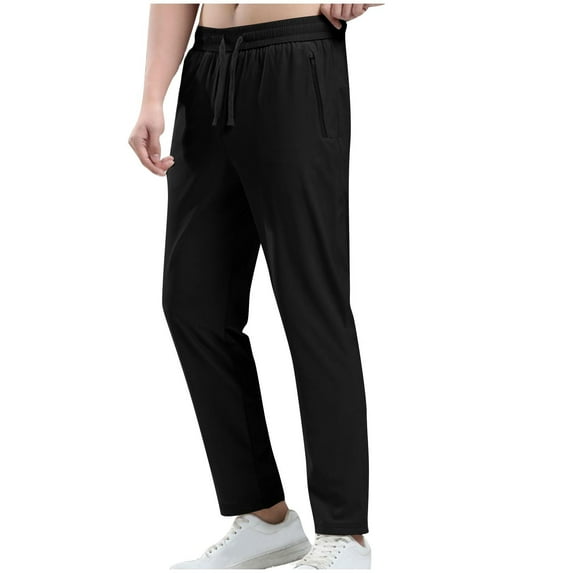 Men's Lightweight Hiking Pants, Breathable Athletic Fishing Trousers Active Travel Joggers with Zipper Pockets Black 3XL