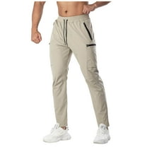 Men's Lightweight Hiking Pants Breathable Outdoor Cycling Gym Cargo Pants Zipper Pockets Fitted Trousers