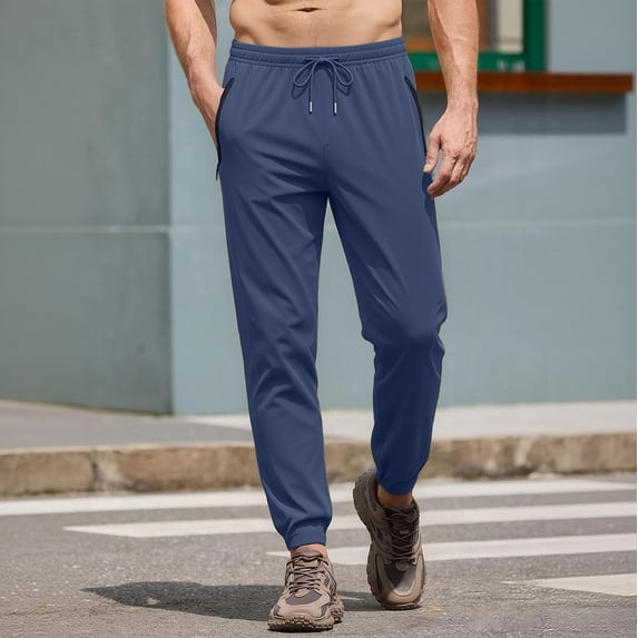 Men's Lightweight Hiking Pants Breathable Quick Waterproof Camping Fishing Running Athletic Active Jogger Pant Dark Blue L