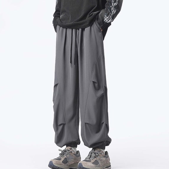 Men's Lightweight Hiking Travel Pants QuickDry Drawstring Waist Breathable Pants for Summer Loose Fit Techwear for Travel Beach Plus Size