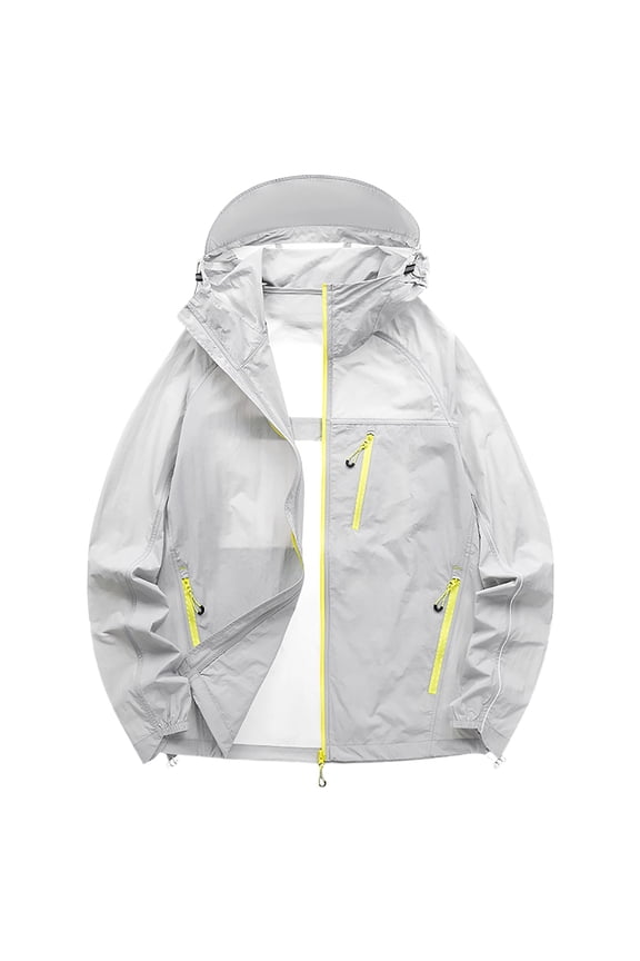 Men's Lightweight Hooded Jacket with Pockets UPF 50+ Athletic Outfits Full Zip Up Waterproof Windbreaker Raincoat Shell Jacket for Outdoor Hiking Traval 2026 Summer Beach Vacation Outfits
