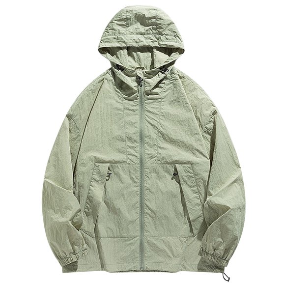 Men's Lightweight Hooded Jacket Windbreaker Outdoor Casual Coat with Zipper Pockets for Spring Autumn Night Visibility