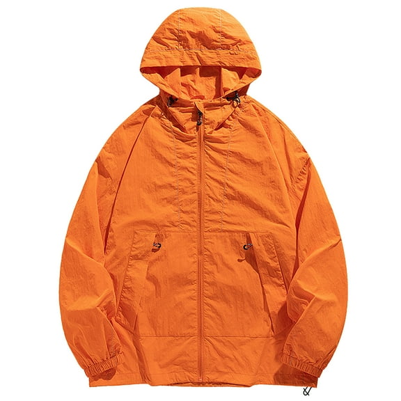 Men's Lightweight Hooded Jacket Windbreaker Outdoor Casual Coat with Zipper Pockets for Spring Autumn Night Visibility