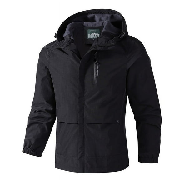 Men's Lightweight Hooded Jacket for Spring Fall Outdoor Activities Windproof Hardshell Casual Coat