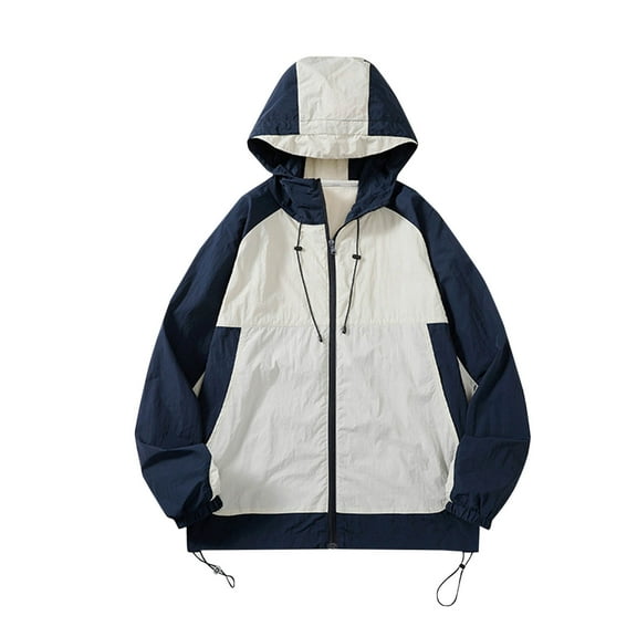 Men's Lightweight Hooded Jackets Fashion Fall Windbreaker Casual Outdoor Packable Raincoat for Hiking Cycling Travel