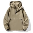 thumbnail image 1 of Men's Lightweight Hooded Rain Jacket Windbreaker, Water Resistant Wind Proof Half Zip Pullover Outdoor Hiking Coat with Zip Pockets, 1 of 4