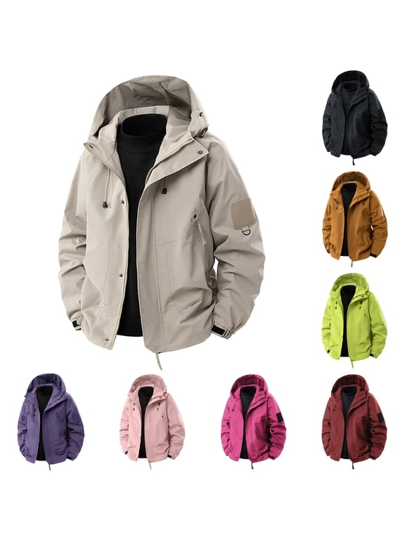 Men's Lightweight Hooded Softshell Jacket – Casual Windbreaker with Easy-Care Zip-Up, Versatile Outdoor Comfort Coat for Hiking, Travel, Work & Daily Activities
