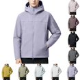 thumbnail image 1 of Men's Lightweight Hooded Windbreaker, Breathable Active Performance Waterproof Rain Shell Jacket with Multi Zipper Pockets, Outdoor Outerwear for Work, Commuting,Hiking & Fishing Purple, 1 of 6
