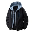 thumbnail image 1 of Men's Lightweight Hooded Windbreaker - Windproof Waterproof Fake-Two-Piece Casual Jacket with Multi-Zippered Pockets & Contrasting Trim, 1 of 2