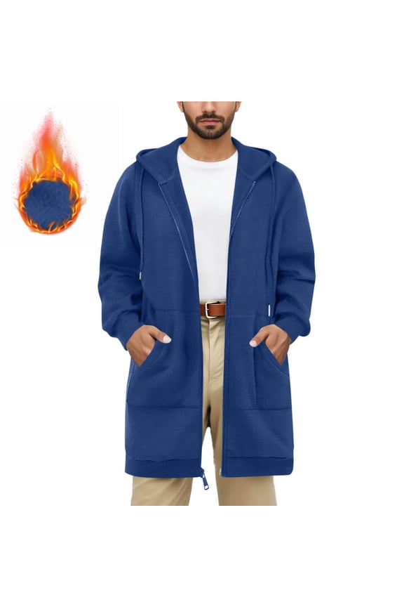 Men's Lightweight Hoodies with Pocket Comfy Linen Blend Spring Fall Tops Button Drawstring Pullover Sweatshirt (3XL, Blue)