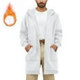 thumbnail image 1 of Men's Lightweight Hoodies with Pocket Comfy Linen Blend Spring Fall Tops Button Drawstring Pullover Sweatshirt (XL, White), 1 of 7