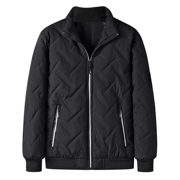 Men's Lightweight Insulated Casual Jacket for Autumn Winter Warm Zippered Outerwear Comfortable Long Sleeve Coat