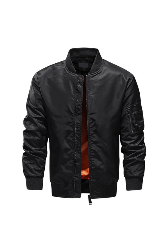 Men's Lightweight Jacket Flight Bomber Wind Resistant Full Zip Jacket Coat with Pocket Casual Spring Fall Lightweight Coat Stand Collar Fashion Work Business Golf Softshell Coat Sportwear,Black 5XL