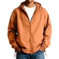 thumbnail image 1 of Men's Lightweight Jacket, Solid Color Windbreaker with Hood UPF 50+, Packable Running Jacket for Men, Water-Resistant Hiking Cycling Travel Hooded Windbreaker Orange XXXXL, 1 of 4