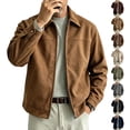 thumbnail image 1 of Men's Lightweight Jacket with Lining Zip-Up Collar Casual Coat with Pockets,Solid Color Outerwear for Fall Winter, 1 of 7