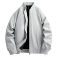 thumbnail image 1 of Men's Lightweight Jackets Casual Bomber Windbreaker Zip Up Collarless Jacket Golf Windproof Coat with Pockets (4XL, Gray), 1 of 7