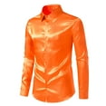 thumbnail image 1 of Men's Lightweight Jackets Casual Turn-down Collar Button Shirt Blouse Orange XL, 1 of 6