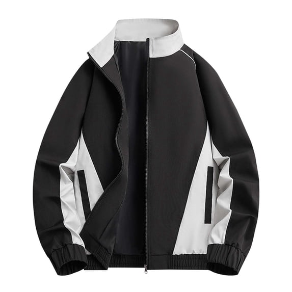 Men's Lightweight Jackets Casual Waterproof Raincoat Full Zip Color Block Outdoor Hiking Windbreaker Sportwear