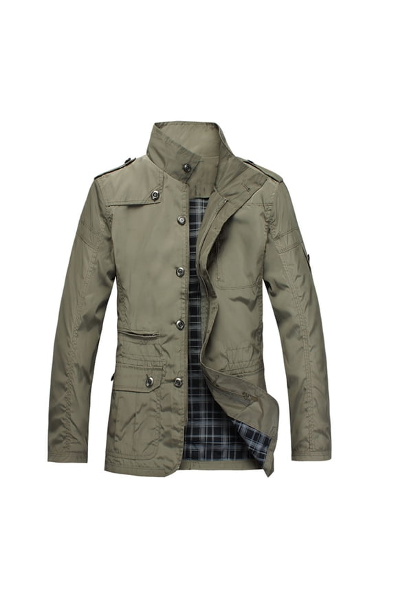 Men's Lightweight Jackets Casual Windbreaker Stylish Light Golf Full Zip Up Work Dress Business Varsity Fashion Man Hoodless Zipper Pocket Button Solid Color Tops Long Sleeves Loose Coat
