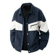 thumbnail image 1 of Men's Lightweight Jackets Fashion Button Color Block Turndown Collar Jackets Light Casual Loose Fit Coat with Pockets, 1 of 5