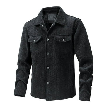 Men's Lightweight Jackets Fashion Casual Solid Color Pockets Buttons Long Sleeve Outwear Coat Jacket