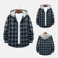 thumbnail image 1 of Men's Lightweight Jackets Plaid Hooded Solid Color Shirt Blue XL, 1 of 6