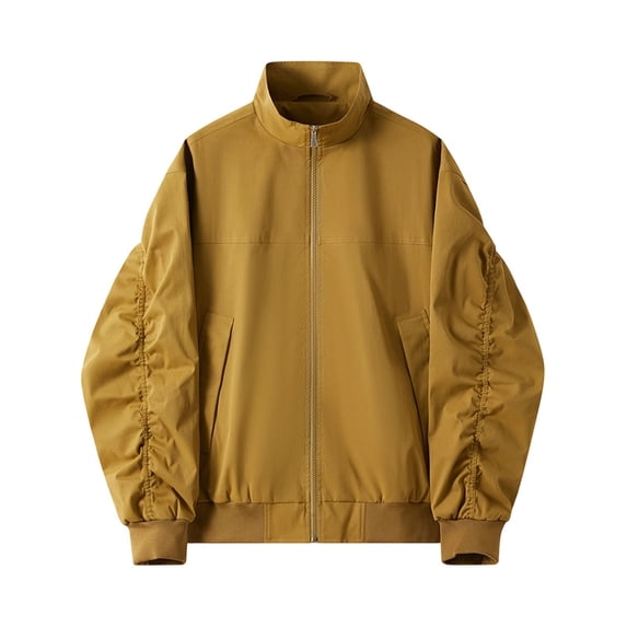Men's Lightweight Jackets Stand Collar Loose Outdoor Jacket Solid Color Casual Outerwear Winter Fall Business Windbreaker with Pockets