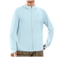 thumbnail image 1 of Men's Lightweight Jackets Sun Protection Plus Size Full Zip Long Sleeve Hooded Big & Tall Coat for Men Summer Outwear Athletic Jackets with Pockets Light Blue 3XL, 1 of 9