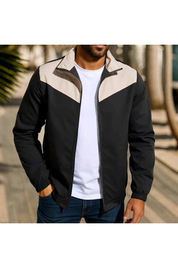 Men's Lightweight Jackets Windbreaker Water Resistant Solid Color Casual Zip Up Coat for Fall Spring Outdoor Golf Work Commute