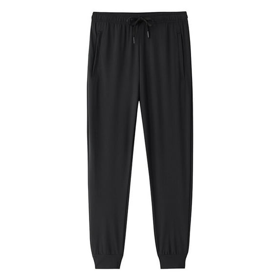 Men's Lightweight Jogger Pants Zipper Pockets Quick Dry Stretch Trousers Running Athletic Hiking Drawstring Long Pants