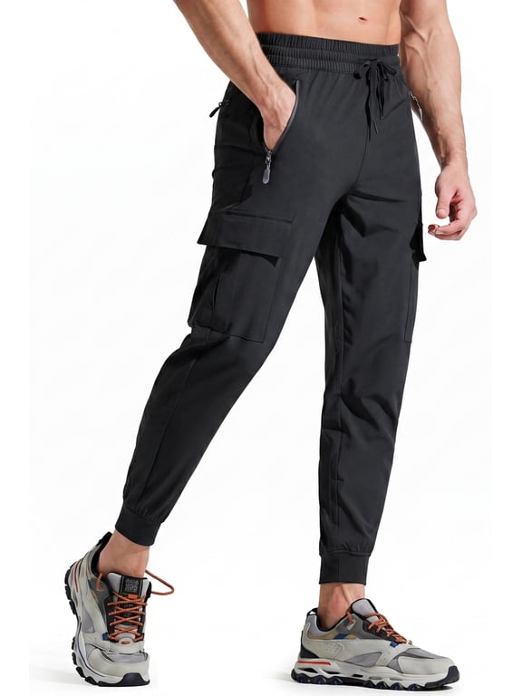 Men's Hiking Pants-Quick Dry Hiking Pants Track Running Workout Athletic Travel Casual Outdoor Black(Size XS-XXXL)