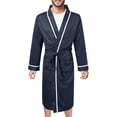 thumbnail image 1 of Men's Lightweight Kimono Robe Spring Summer Bathrobe Autumn Bathrobe Pajamas Home Wear Loungewear with Belt Dark Blue L, 1 of 7