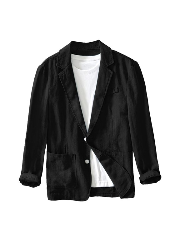 Men's Lightweight Linen-Blend Blazer, Casual 1-Button Unstructured Suit Jacket, 4 Colors, Sizes M-XXXL