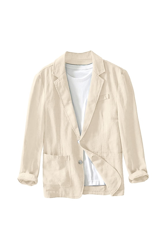 Men's Lightweight Linen-Blend Blazer, Casual 1-Button Unstructured Suit Jacket, 4 Colors, Sizes M-XXXL