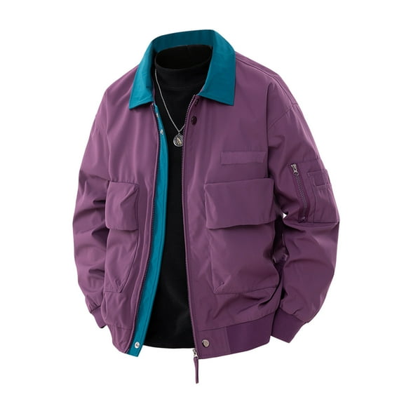 Men's Lightweight Long Sleeve Lapel Casual Jacket with Pockets for Spring Fall Comfortable Outerwear