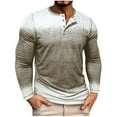 thumbnail image 1 of Men's Lightweight Long Sleeve Workout Shirt Henley Tee Tops Casual Slim Fitted Gradient Color Tshirts (XL, Khaki), 1 of 7
