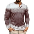 thumbnail image 1 of Men's Lightweight Long Sleeve Workout Shirt Henley Tee Tops Casual Slim Fitted Gradient Color Tshirts (XL, Red), 1 of 7