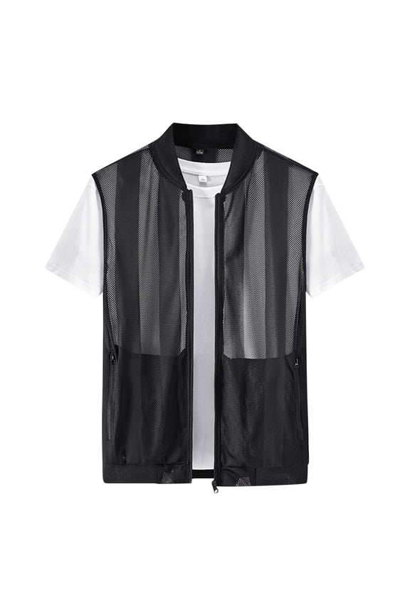 Men's Lightweight Mesh Zip Vest Sleeveless Breathable Summer Vest for Cycling Hiking Golf Outdoor Casual