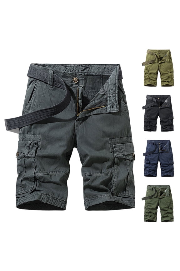 Men's Lightweight Multi Pocket Casual Cargo Shorts,Outdoor Twill Camo Shorts with Zipper Pockets(No Belt) Army Green 3XL