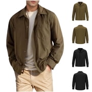 Mens Lightweight Nylon Waterproof Regatta Bomber Jacket Outdoor Snap Button Down Work Shirt with Utility Pocket Sizes S-2XL Black